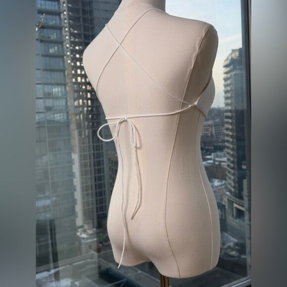 🆕 CHRISTOPHER ESBER 🧿 NWOT Orbit Embellished Ruched Bikini Top, White, Sz US 4 - Picture 8 of 16